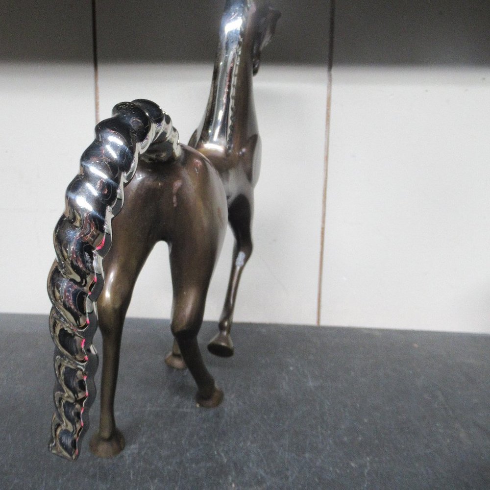 Estate Large Art Deco Bronze and Silver-Overlay Dolby Horse Figurine - Picture 8 of 14